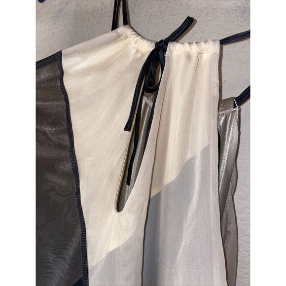 New FREE PEOPLE a line halter swing dress hoco COLOR BLOCK Striped Chiffon m - Picture 4 of 9